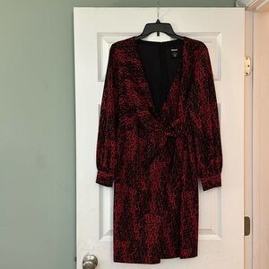 Black and red DKNY wrap mini dress size 10.